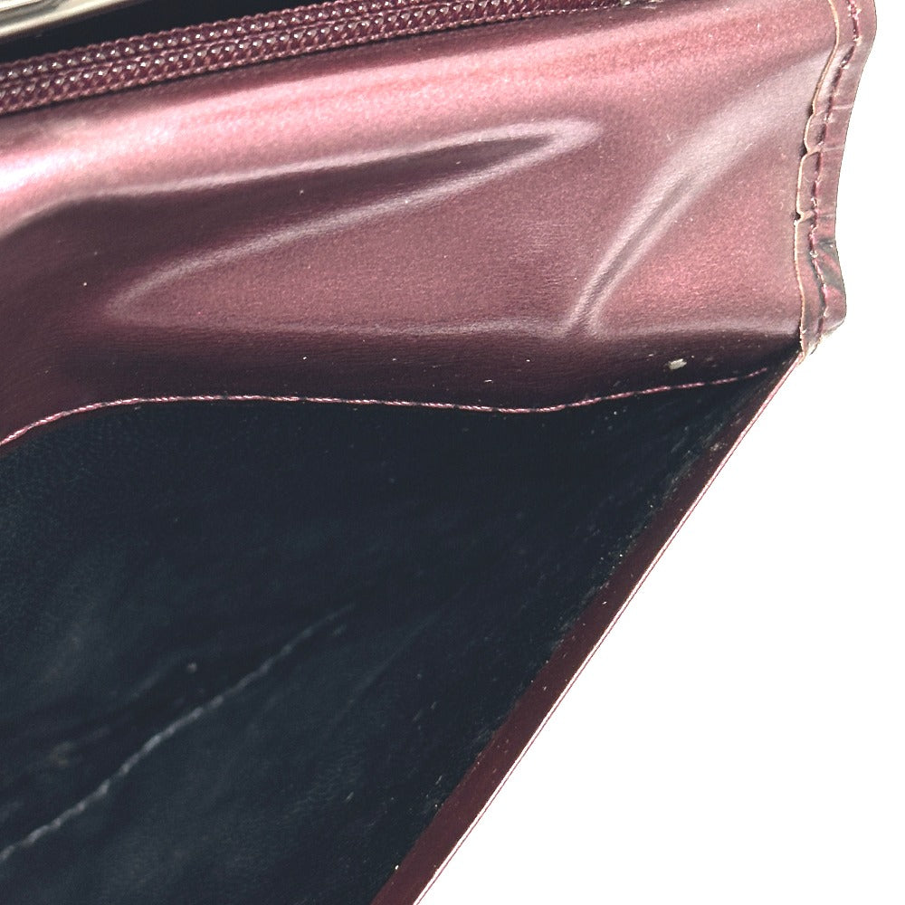 YVES SAINT LAURENT YSL Logo All Over Pattern Wallet Long Wallet Bifold Clasp Long Wallet Leather Women's Wine Red