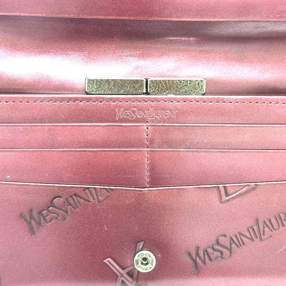 YVES SAINT LAURENT YSL Logo All Over Pattern Wallet Long Wallet Bifold Clasp Long Wallet Leather Women's Wine Red