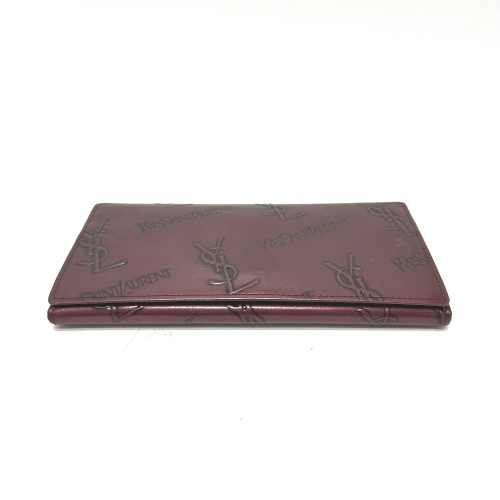 YVES SAINT LAURENT YSL Logo All Over Pattern Wallet Long Wallet Bifold Clasp Long Wallet Leather Women's Wine Red