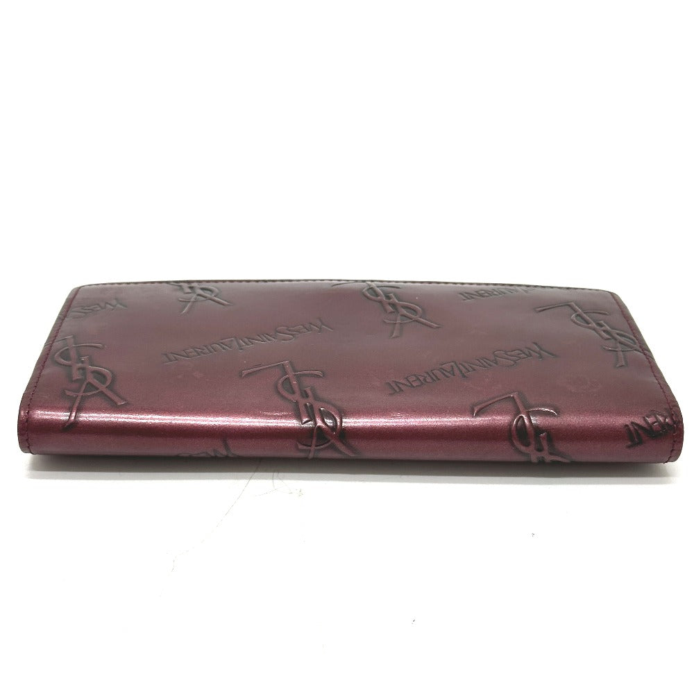 YVES SAINT LAURENT YSL Logo All Over Pattern Wallet Long Wallet Bifold Clasp Long Wallet Leather Women's Wine Red