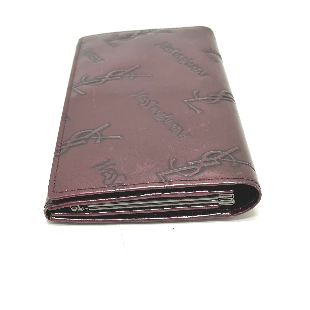 YVES SAINT LAURENT YSL Logo All Over Pattern Wallet Long Wallet Bifold Clasp Long Wallet Leather Women's Wine Red