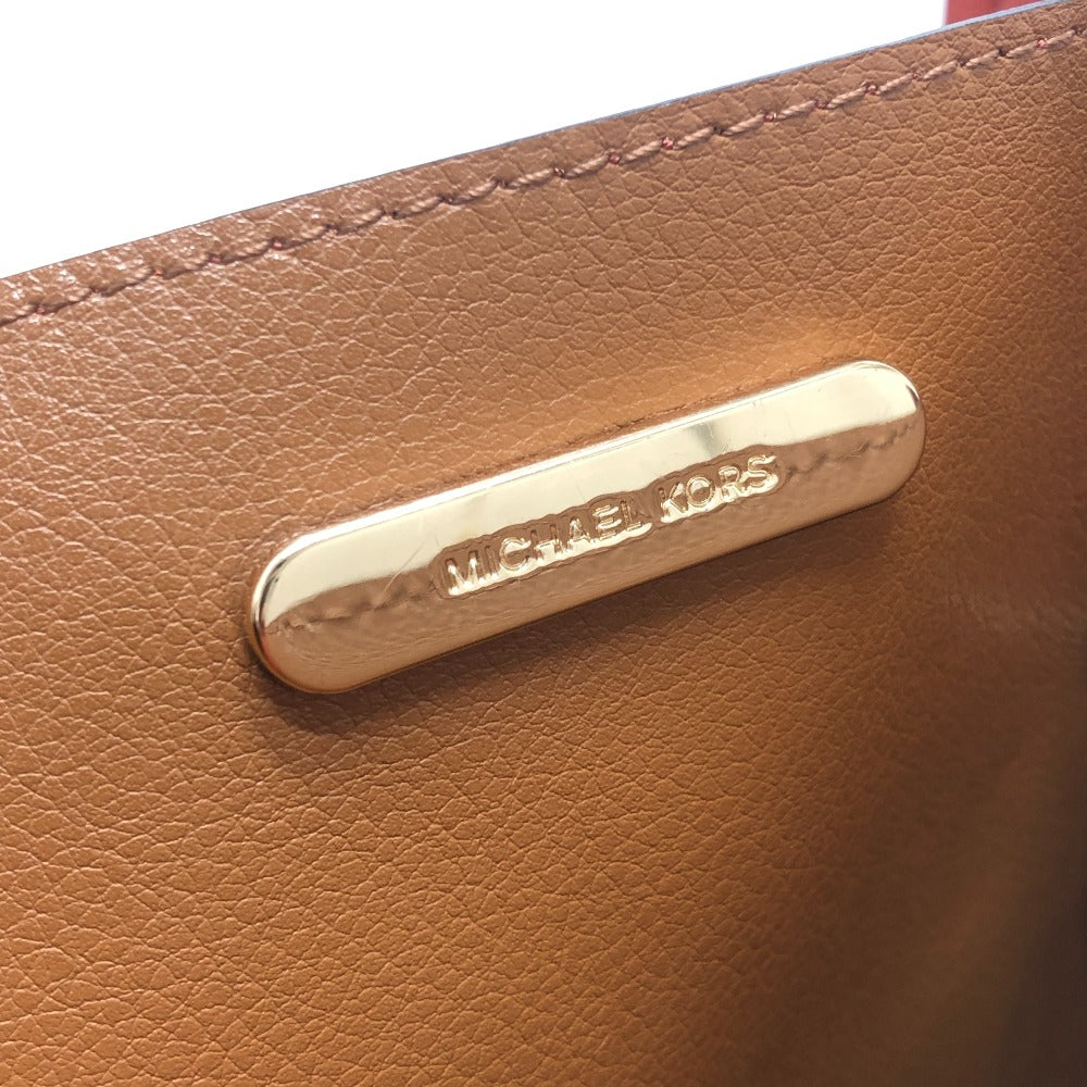 Michael Kors Logo Bag Reversible Handbag Shoulder Tote Bag Leather Women's Brown x Orange
