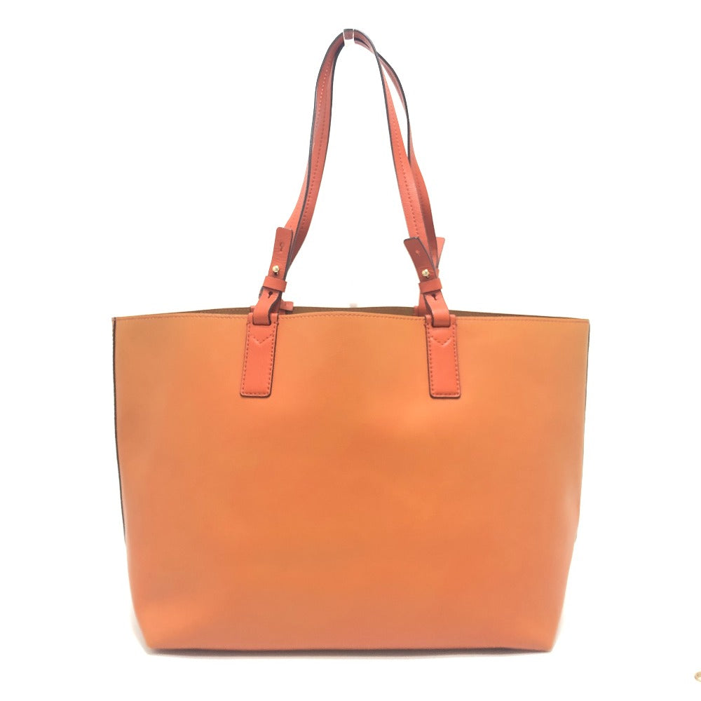 Michael Kors Logo Bag Reversible Handbag Shoulder Tote Bag Leather Women's Brown x Orange