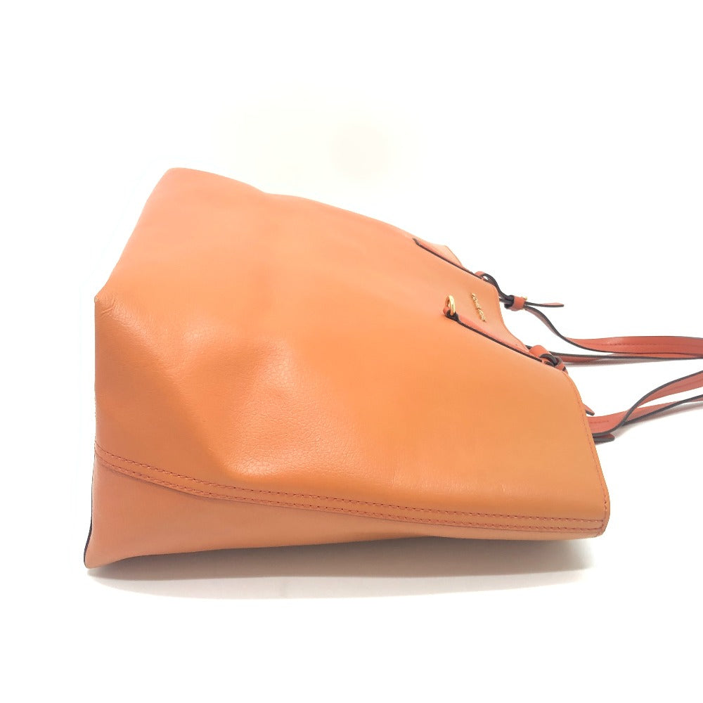 Michael Kors Logo Bag Reversible Handbag Shoulder Tote Bag Leather Women's Brown x Orange