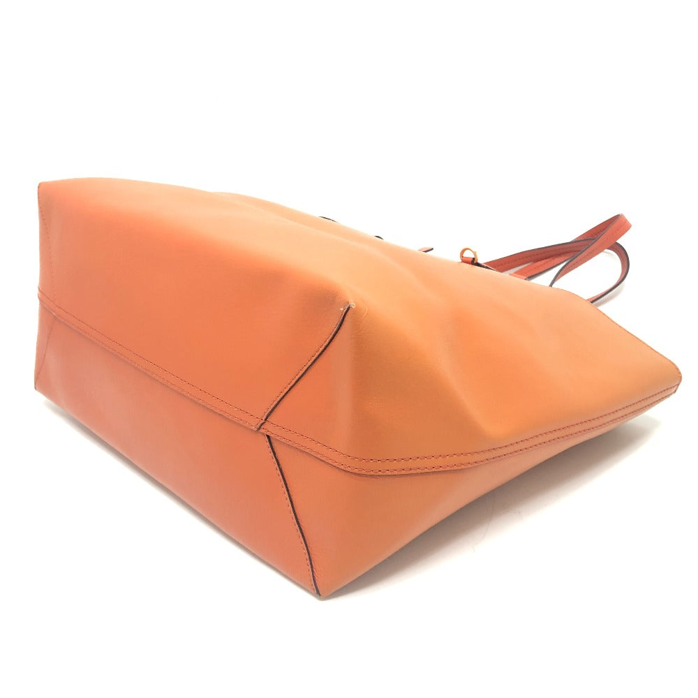 Michael Kors Logo Bag Reversible Handbag Shoulder Tote Bag Leather Women's Brown x Orange