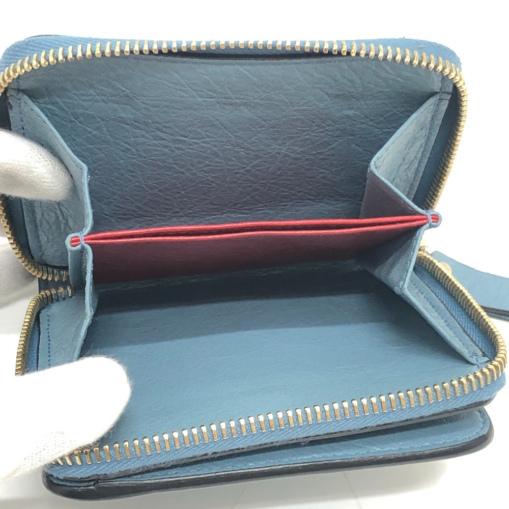 VALENTINO Quilted Rockstud Wallet Compact Wallet Bifold Wallet Leather Women's Blue