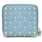 VALENTINO Quilted Rockstud Wallet Compact Wallet Bifold Wallet Leather Women's Blue