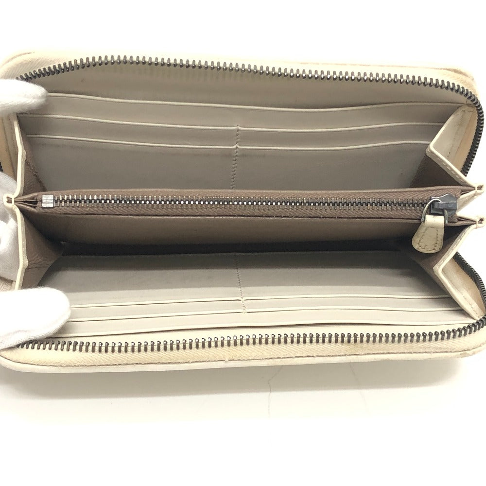 BOTTEGA VENETA 114076 Intrecciato Long Wallet Round Zipper Long Wallet Leather Women's White
