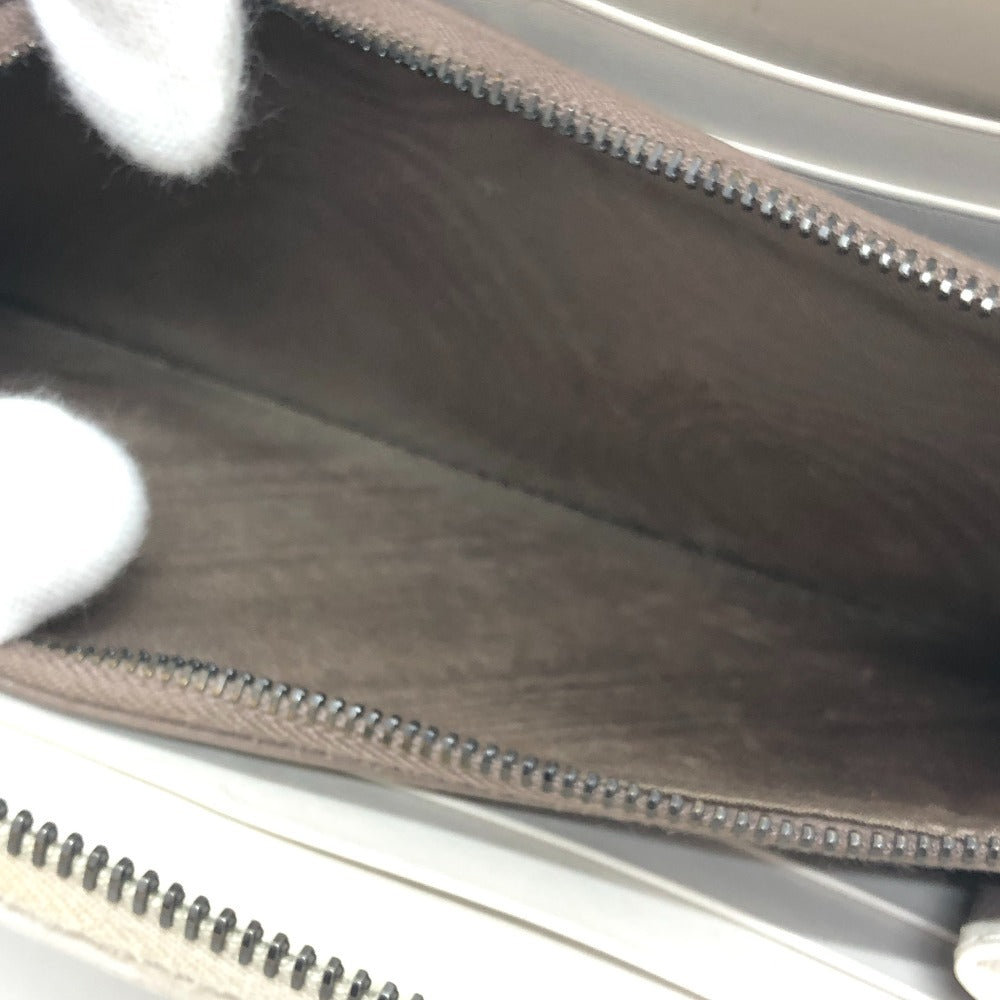 BOTTEGA VENETA 114076 Intrecciato Long Wallet Round Zipper Long Wallet Leather Women's White