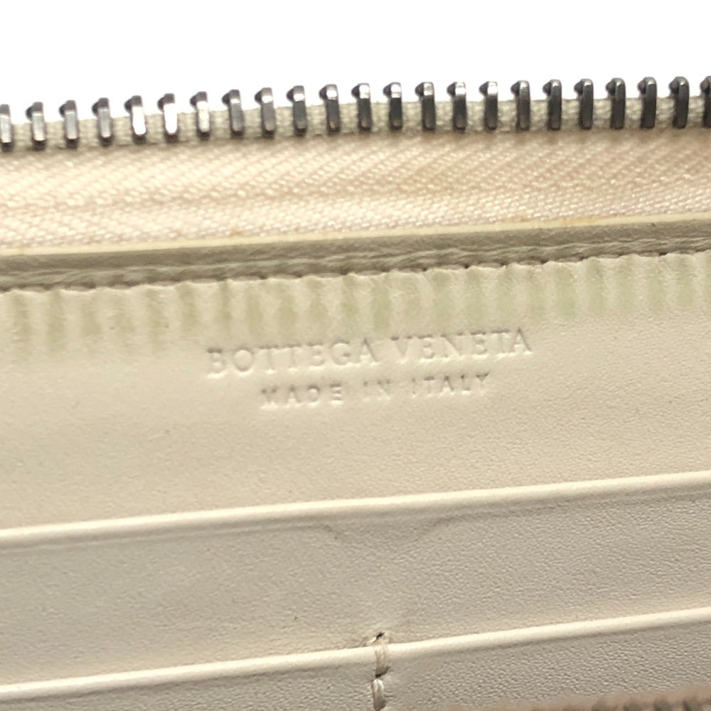 BOTTEGA VENETA 114076 Intrecciato Long Wallet Round Zipper Long Wallet Leather Women's White