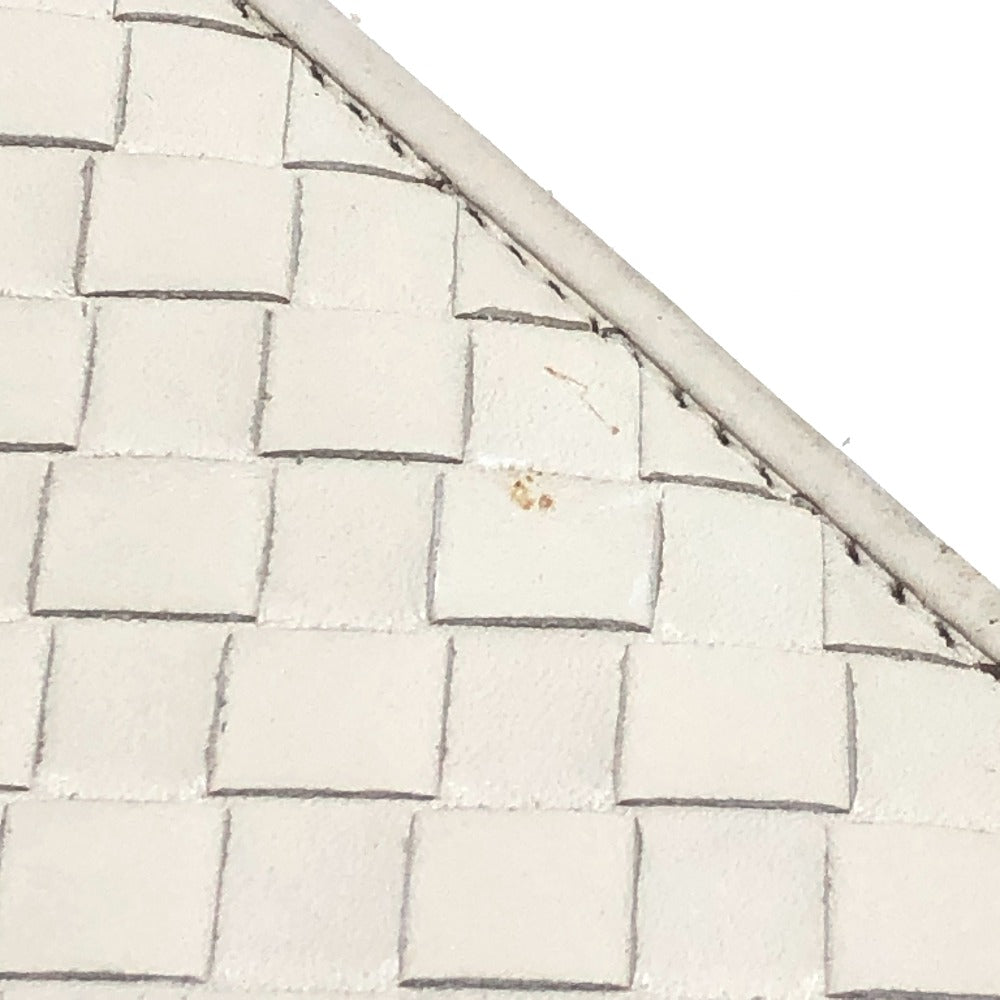 BOTTEGA VENETA 114076 Intrecciato Long Wallet Round Zipper Long Wallet Leather Women's White