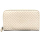 BOTTEGA VENETA 114076 Intrecciato Long Wallet Round Zipper Long Wallet Leather Women's White