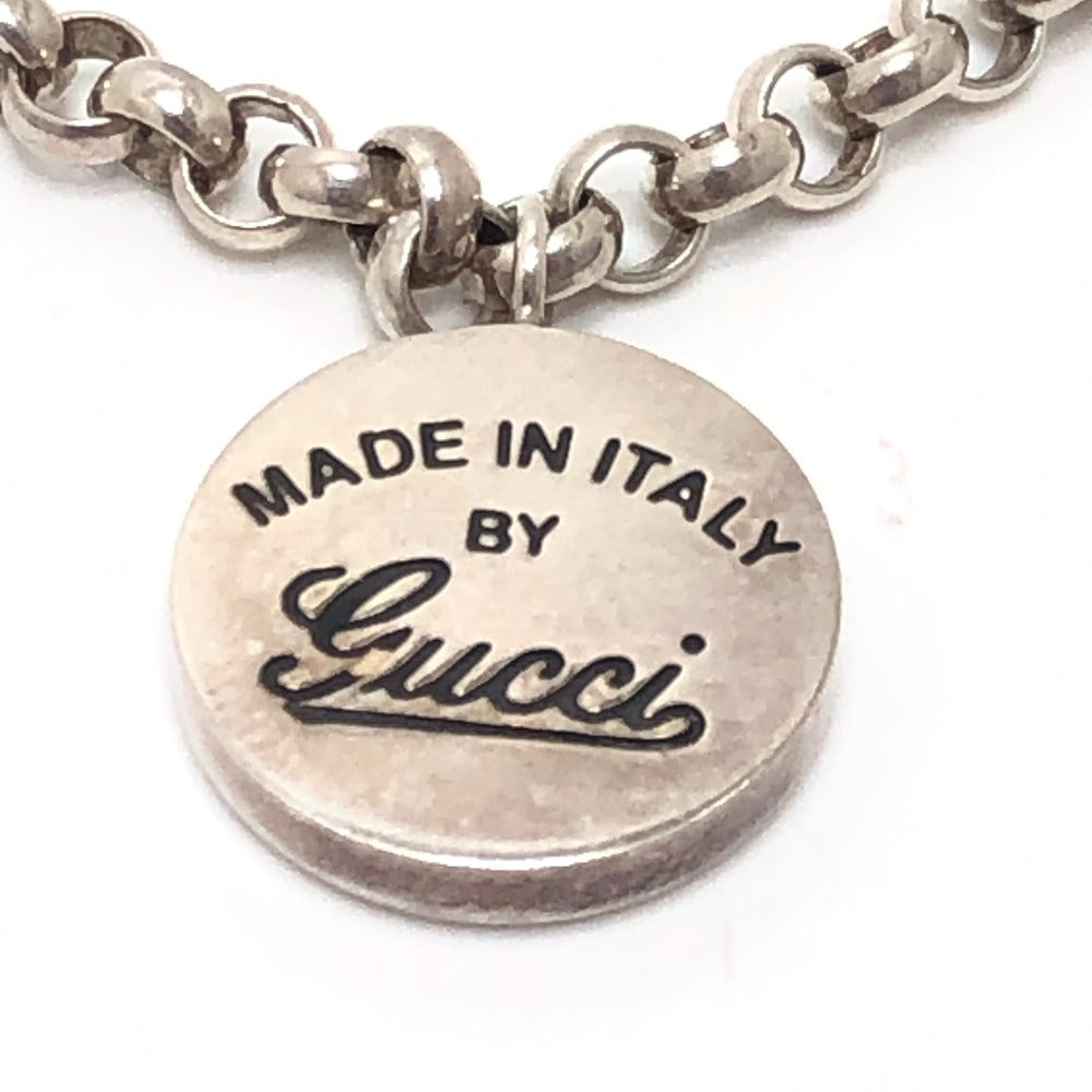 GUCCI Circle Logo Accessory Pendant Cursive Chain Necklace SV925 Women's Silver