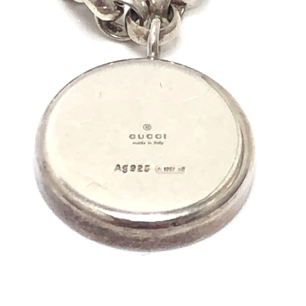 GUCCI Circle Logo Accessory Pendant Cursive Chain Necklace SV925 Women's Silver
