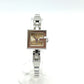 GUCCI 102 G Mini Square Chain Quartz Watch SS Ladies Silver