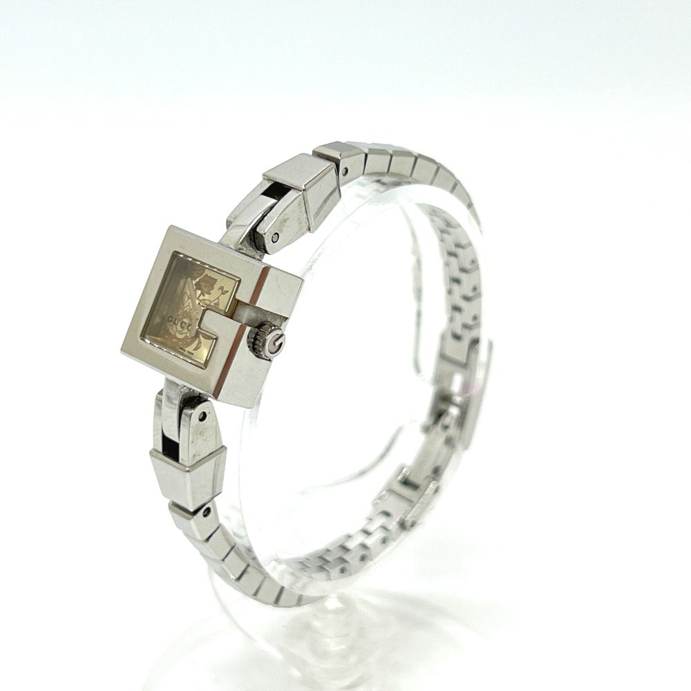 GUCCI 102 G Mini Square Chain Quartz Watch SS Ladies Silver