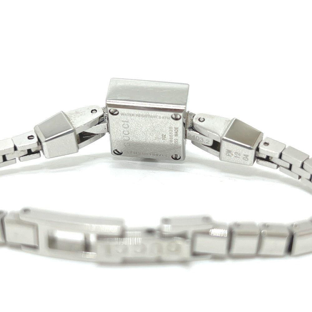 GUCCI 102 G Mini Square Chain Quartz Watch SS Ladies Silver