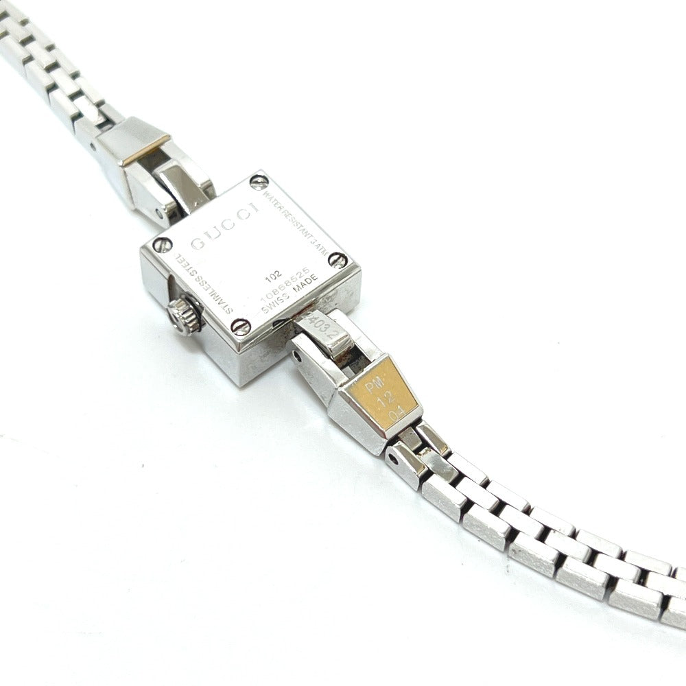 GUCCI 102 G Mini Square Chain Quartz Watch SS Ladies Silver