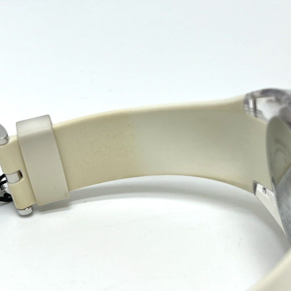 GUCCI 137.1 Sherry Line Date SS Rubber Belt Quartz Watch Plastic Men's White