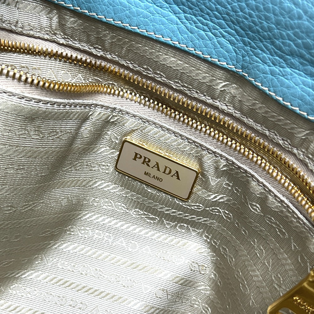 PRADA BN1872 Logo Canapa Bag Handbag Large Capacity Tote Bag Leather Women's Blue