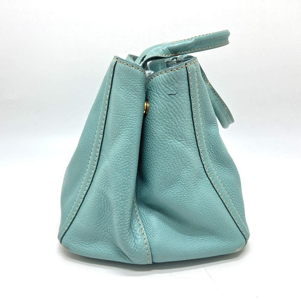 PRADA BN1872 Logo Canapa Bag Handbag Large Capacity Tote Bag Leather Women's Blue