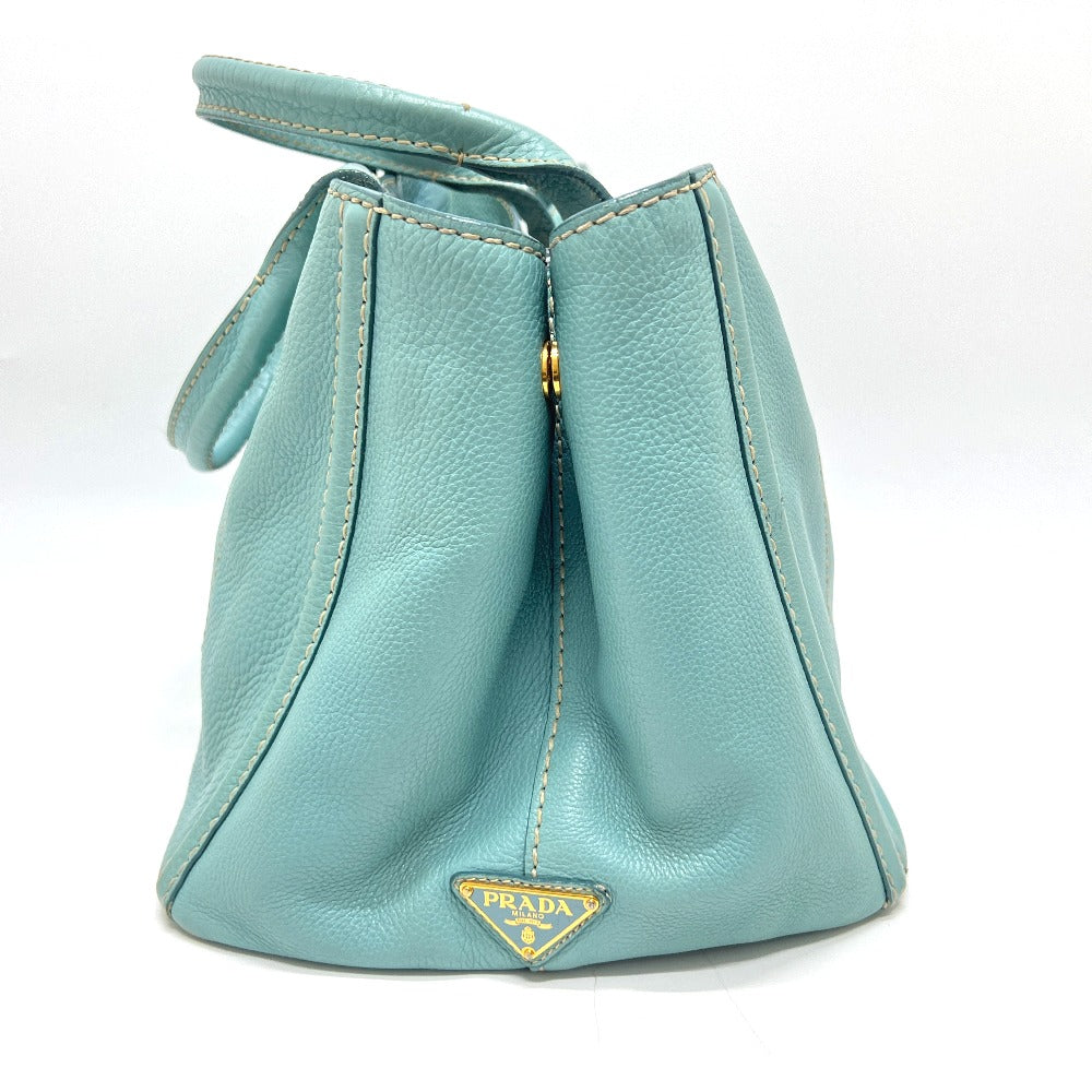 PRADA BN1872 Logo Canapa Bag Handbag Large Capacity Tote Bag Leather Women's Blue