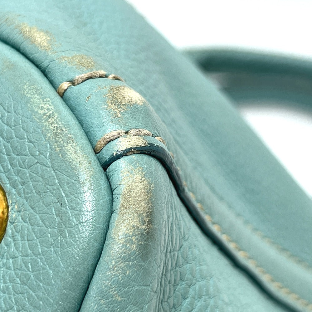 PRADA BN1872 Logo Canapa Bag Handbag Large Capacity Tote Bag Leather Women's Blue