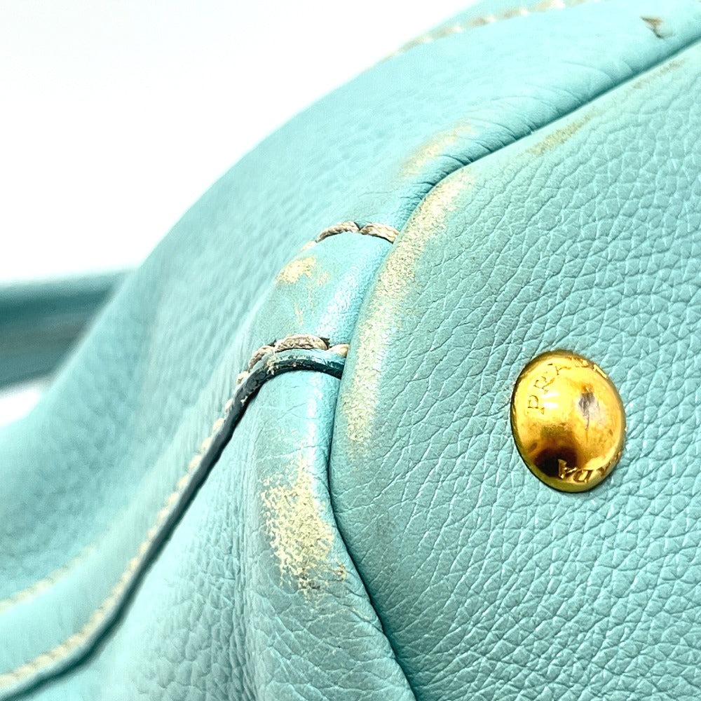 PRADA BN1872 Logo Canapa Bag Handbag Large Capacity Tote Bag Leather Women's Blue