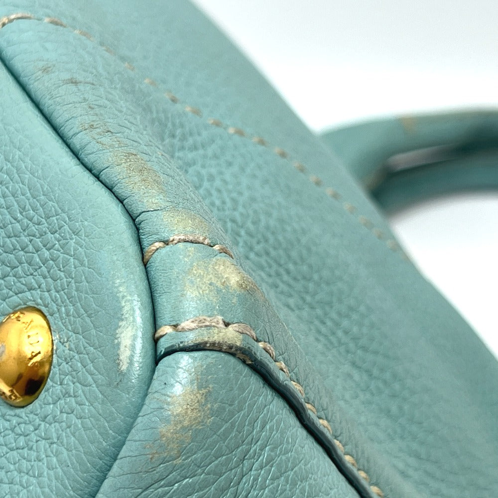 PRADA BN1872 Logo Canapa Bag Handbag Large Capacity Tote Bag Leather Women's Blue