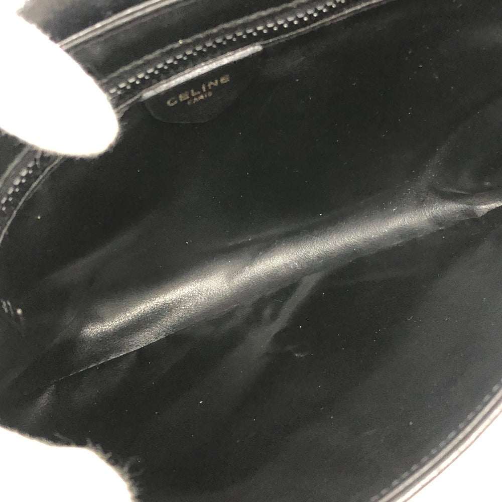 CELINE Logo Bag Clutch Bag Quilted Crossbody Pochette Shoulder Bag Leather Women's Black