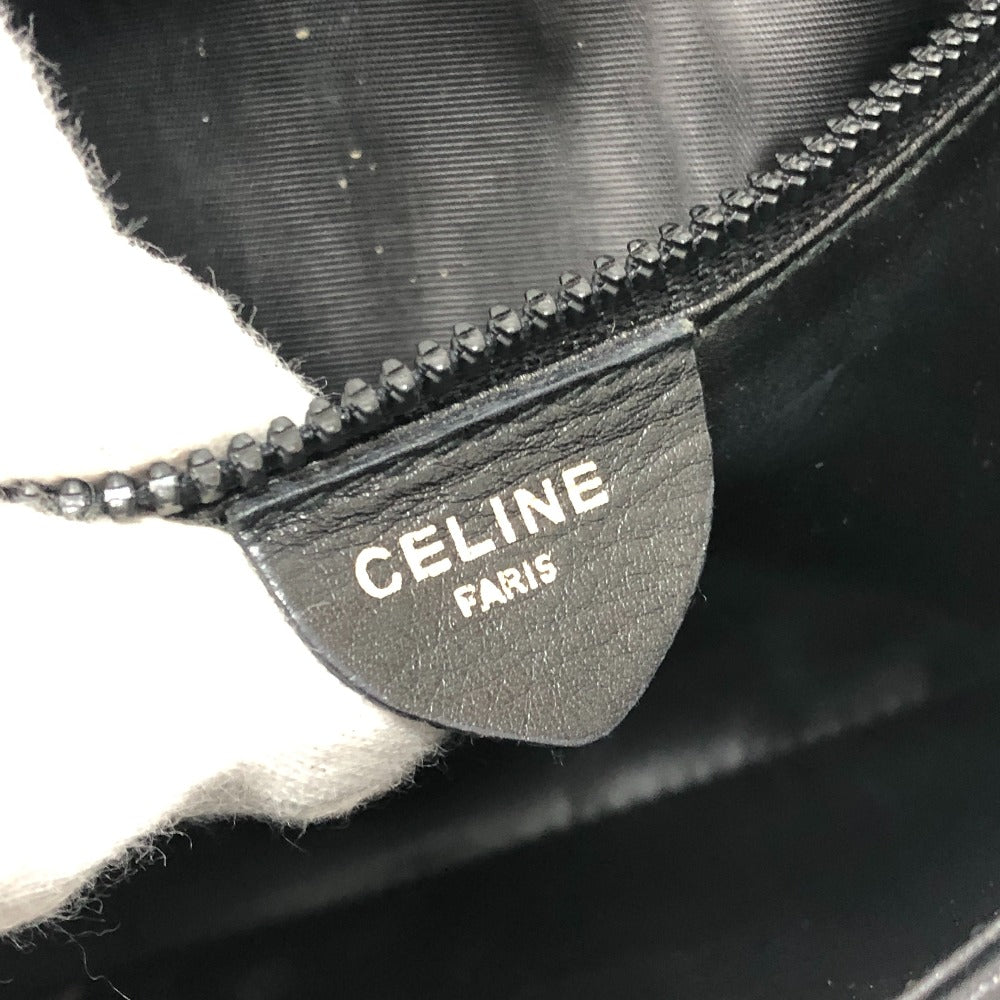 CELINE Logo Bag Clutch Bag Quilted Crossbody Pochette Shoulder Bag Leather Women's Black