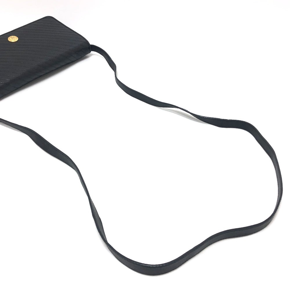 CELINE Logo Bag Clutch Bag Quilted Crossbody Pochette Shoulder Bag Leather Women's Black