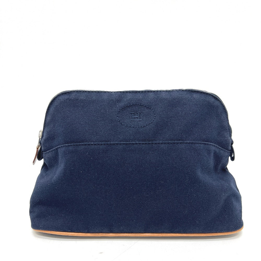 HERMES ボリード ボリードポーチ 小物入れ コスメポーチ 化粧ポーチ キャンバス レディース ネイビー