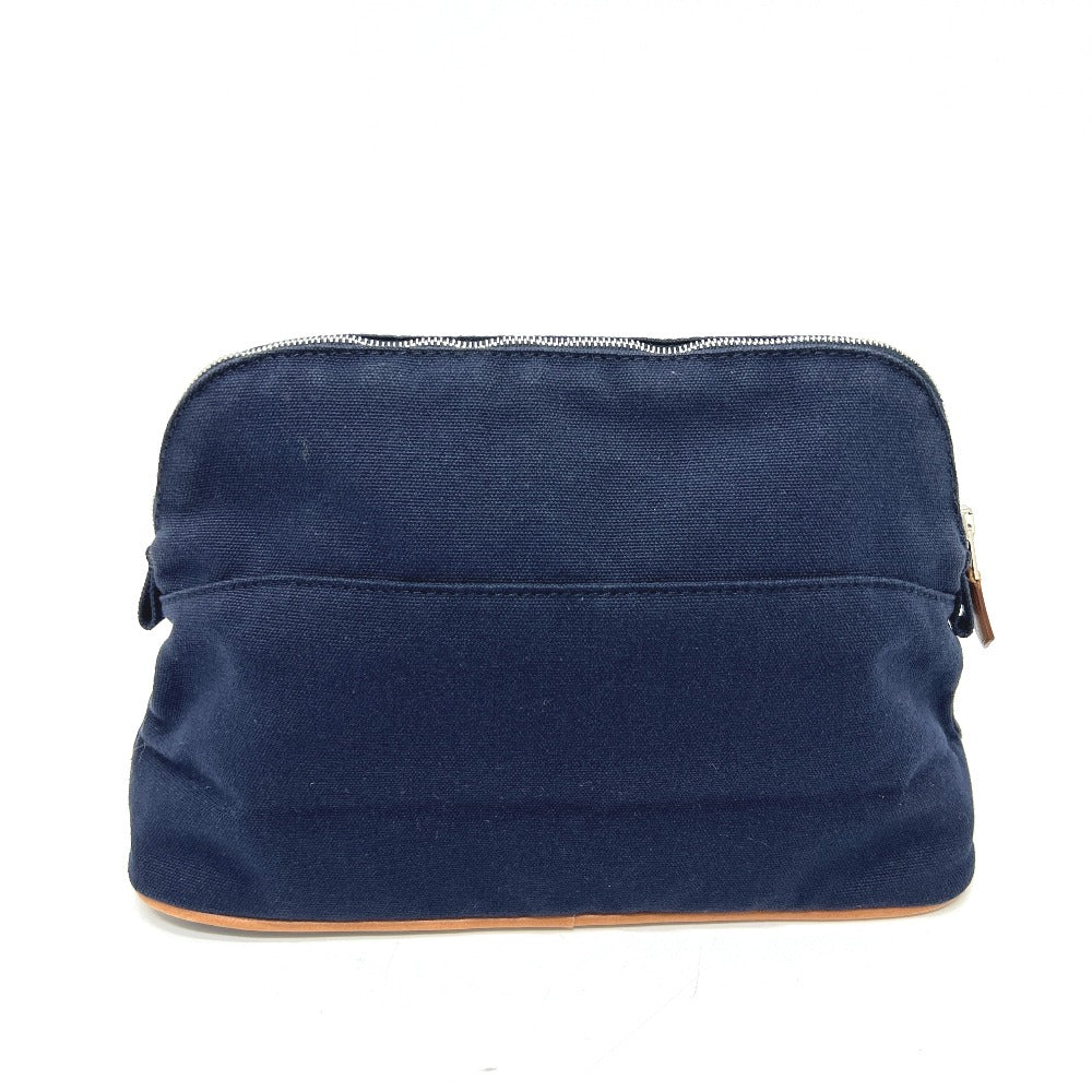 HERMES ボリード ボリードポーチ 小物入れ コスメポーチ 化粧ポーチ キャンバス レディース ネイビー