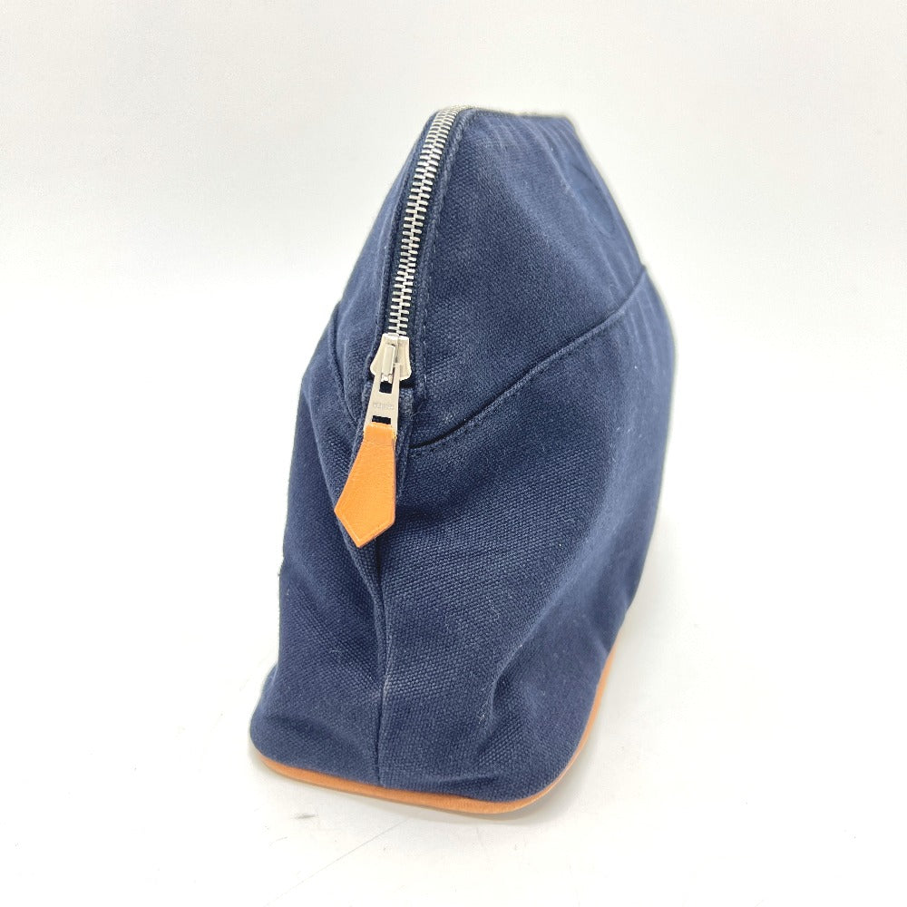 HERMES ボリード ボリードポーチ 小物入れ コスメポーチ 化粧ポーチ キャンバス レディース ネイビー