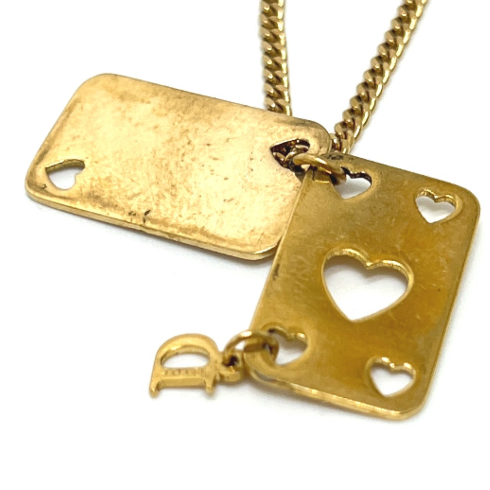 Dior トランプ チェーン ネックレス アクセサリー ストラップ メタル レディース ゴールド