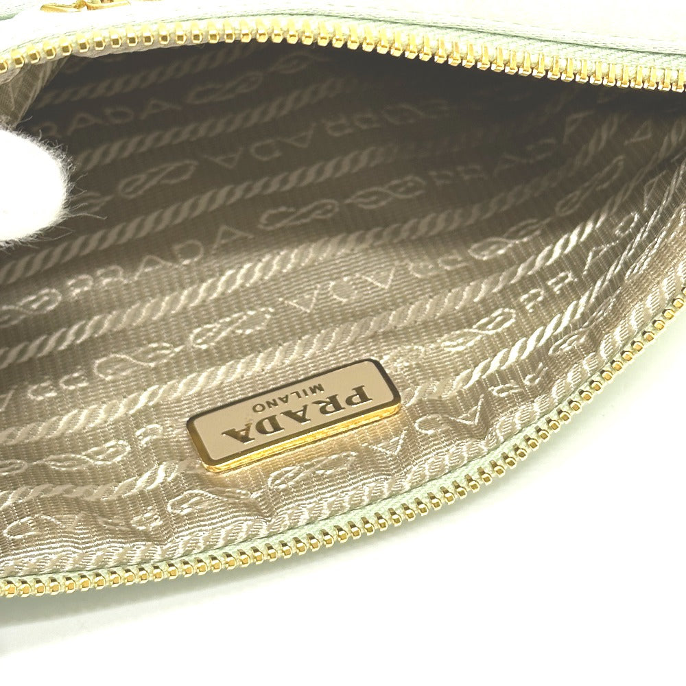PRADA 1M1214 ロゴ リボン フラット クラッチバッグ メイクポーチ マルチポーチ 化粧ポーチ ポーチ サテン レディース ACQUA グリーン系