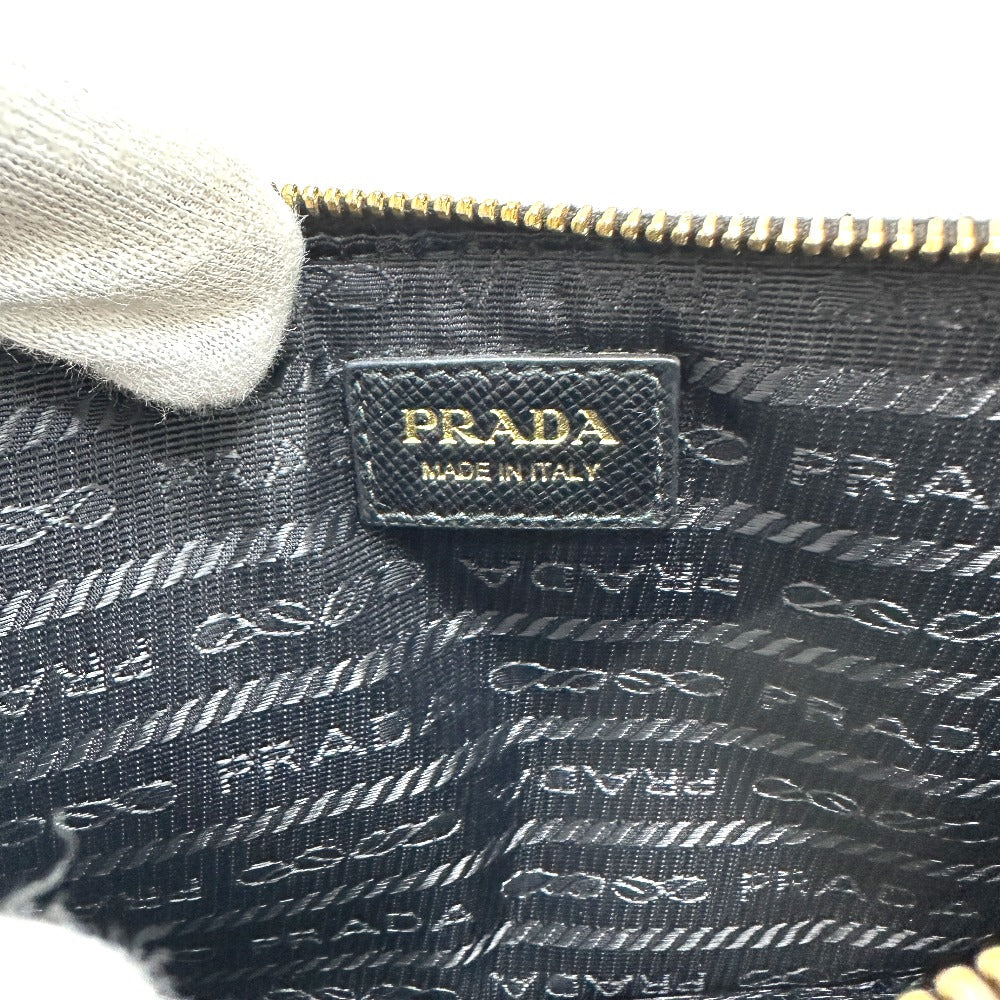 PRADA 1MB025 トライアングルプレート ドキュメントホルダー フラグメントケース カードケース フラット 長財布 サフィアーノレザ－ レディース ブラック