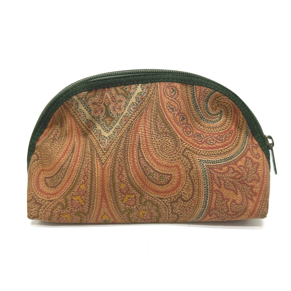ETRO ペイズリー柄 小物入れ マルチケース 化粧ポーチ キャンバス レディース ブラウン×グリーン