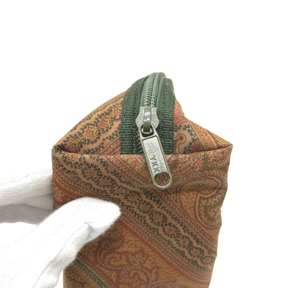 ETRO ペイズリー柄 小物入れ マルチケース 化粧ポーチ キャンバス レディース ブラウン×グリーン