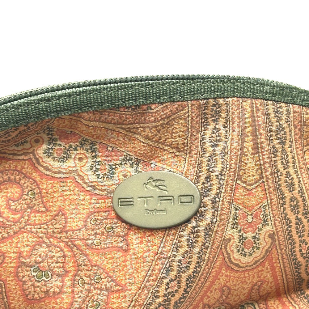 ETRO ペイズリー柄 小物入れ マルチケース 化粧ポーチ キャンバス レディース ブラウン×グリーン