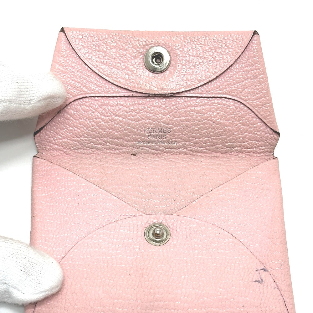 HERMES コンパクト バスティア 小物 小銭入れ 財布 コインケース シェーブルコロマンデル レディース ローズサクラ