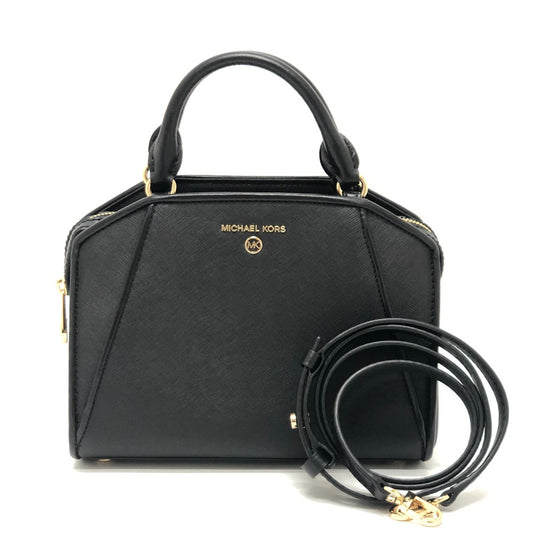 Michael Kors CLEO サッチェル スモール ロゴ カバン 2WAY 斜め掛け ショルダー ハンドバッグ PVC レディース ブラック
