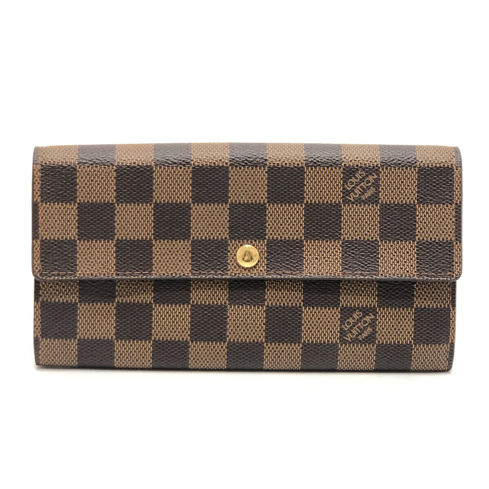 LOUIS VUITTON N61734 Portefeuille Sarah Long Wallet, Bifold, Damier Canvas, Ebene, Brown, Women's