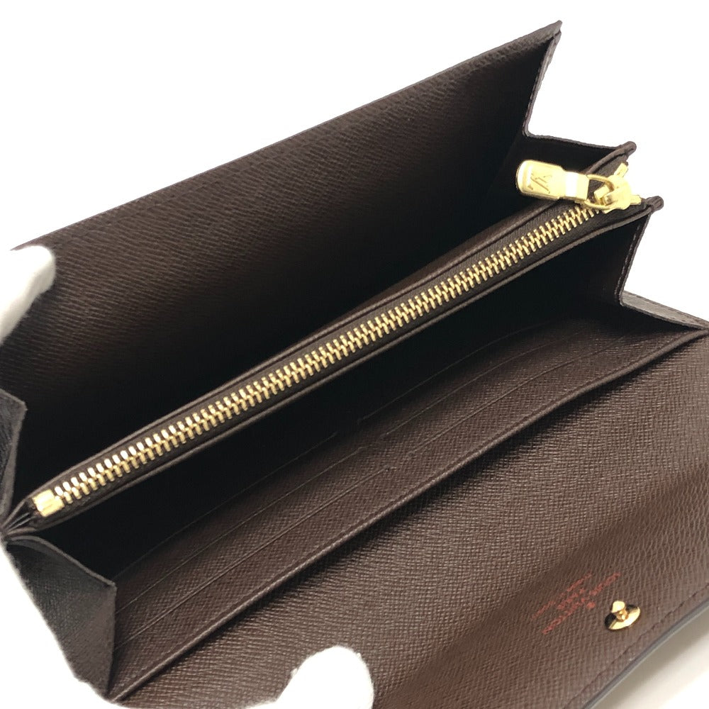 LOUIS VUITTON N61734 Portefeuille Sarah Long Wallet, Bifold, Damier Canvas, Ebene, Brown, Women's