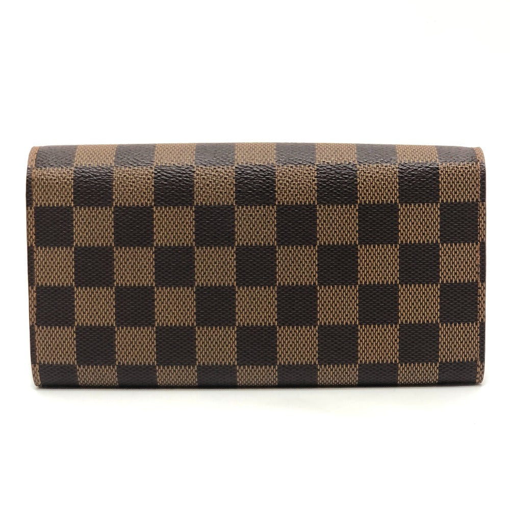LOUIS VUITTON N61734 Portefeuille Sarah Long Wallet, Bifold, Damier Canvas, Ebene, Brown, Women's