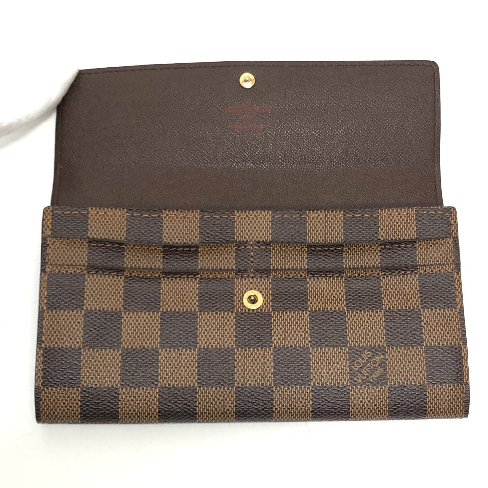LOUIS VUITTON N61734 Portefeuille Sarah Long Wallet, Bifold, Damier Canvas, Ebene, Brown, Women's