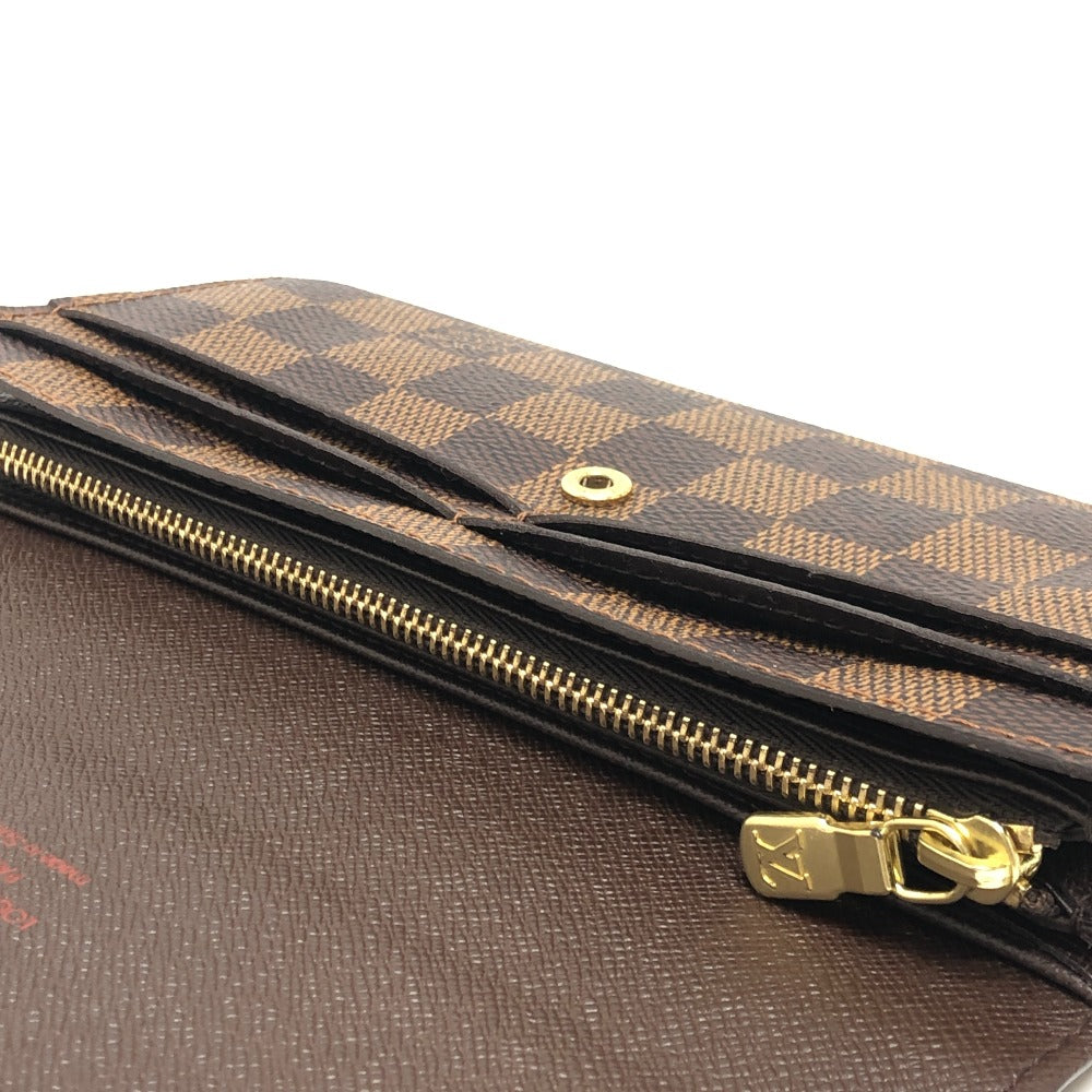 LOUIS VUITTON N61734 Portefeuille Sarah Long Wallet, Bifold, Damier Canvas, Ebene, Brown, Women's