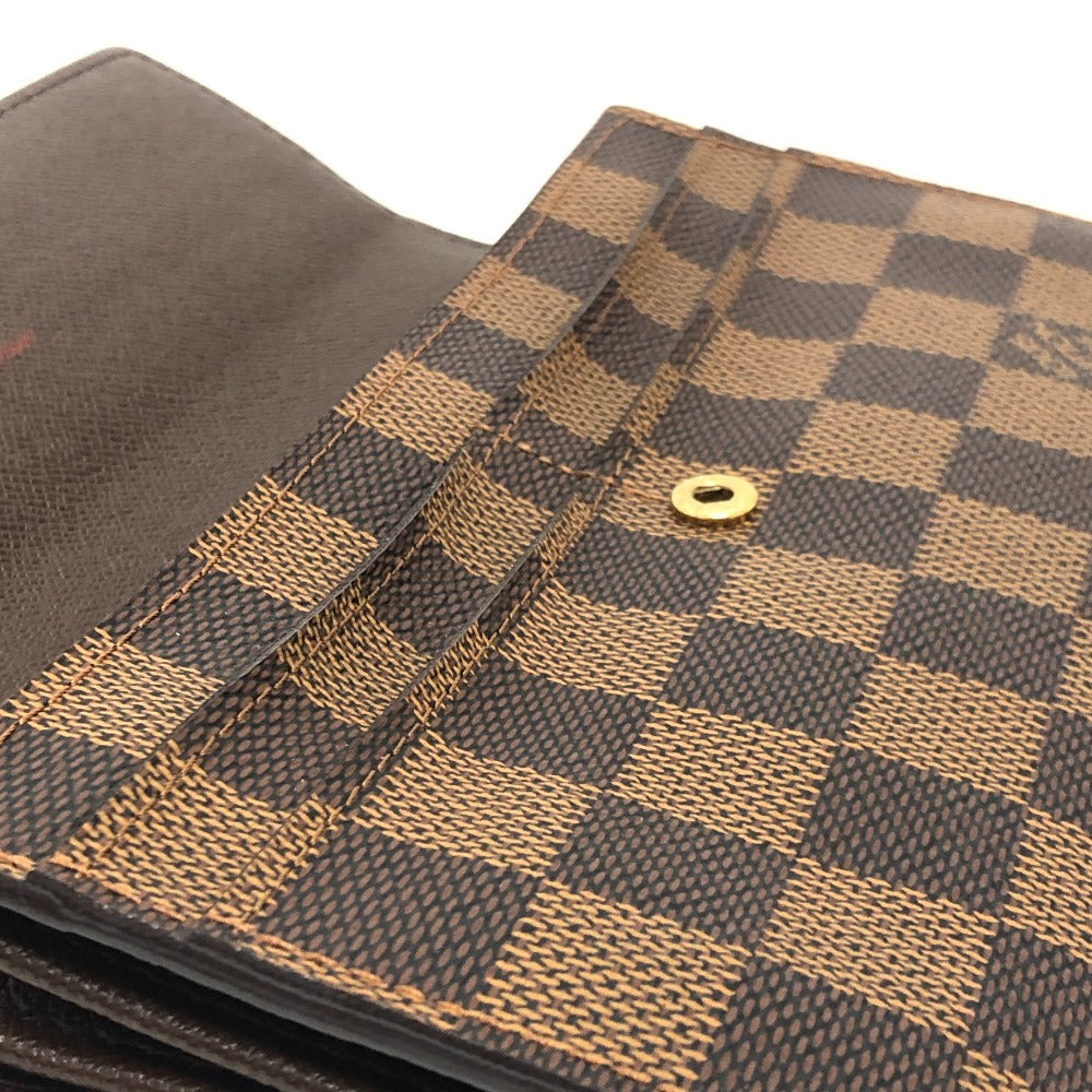 LOUIS VUITTON N61734 Portefeuille Sarah Long Wallet, Bifold, Damier Canvas, Ebene, Brown, Women's