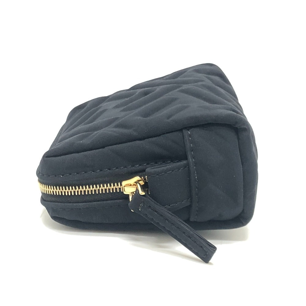 FENDI 8N0179 FF Logo Zucca Embossed Makeup Pouch, Cosmetic Pouch, Small Item Case, Canvas, Women's, Black